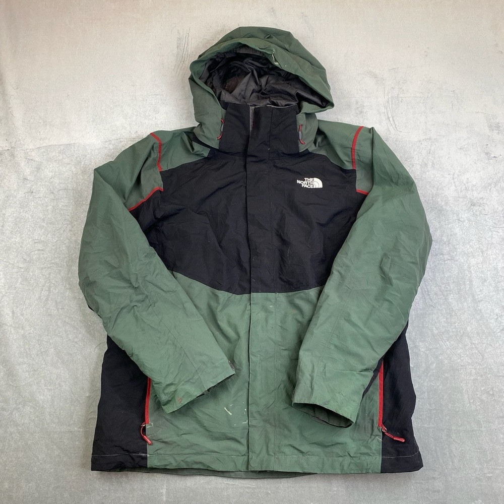 The North‎ Face Hooded Jacket Green Black Waterproof Outdoor Mens Large